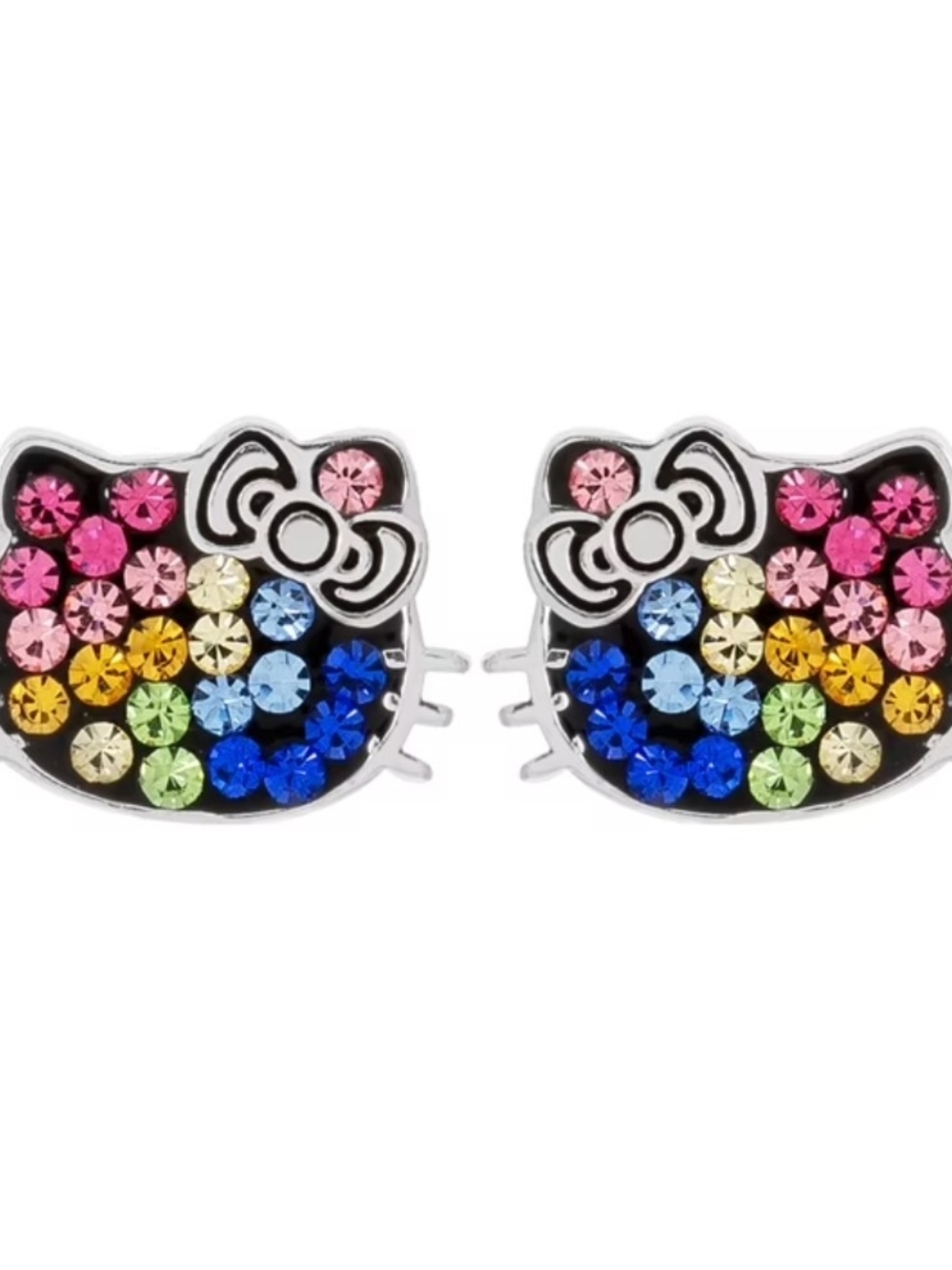 Sanrio Rainbow Crystal Hello Kitty Stud Earrings - Multicolor